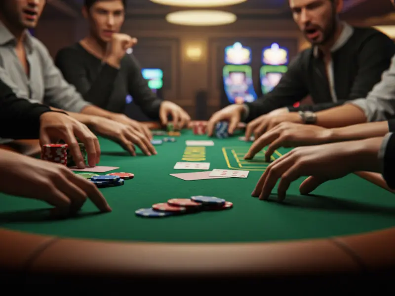 Perya Games playing poker at a high-stakes table with cards and chips