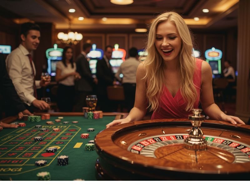 Extreme Gaming88 Casino girl trying her luck at the casino tables.